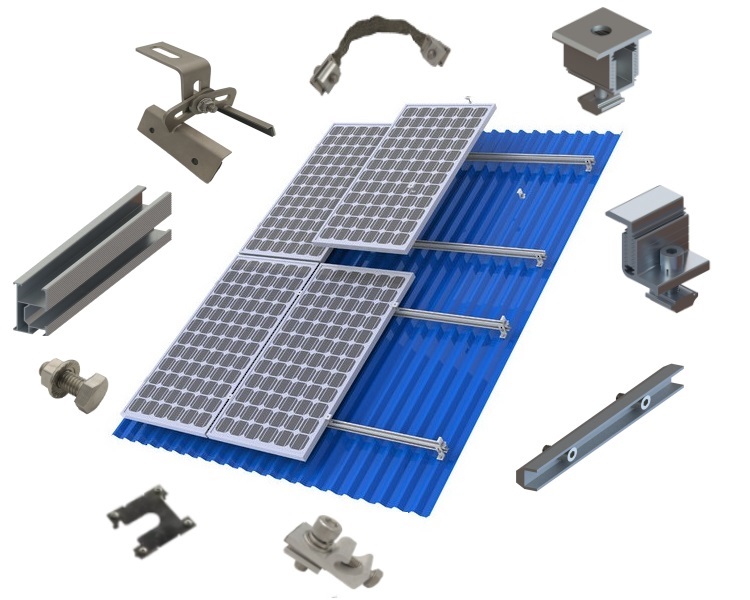 TH4 | Adjustable Rib Seam Solar Panel Mounting Kit - IBR Metal Roof Sheeting